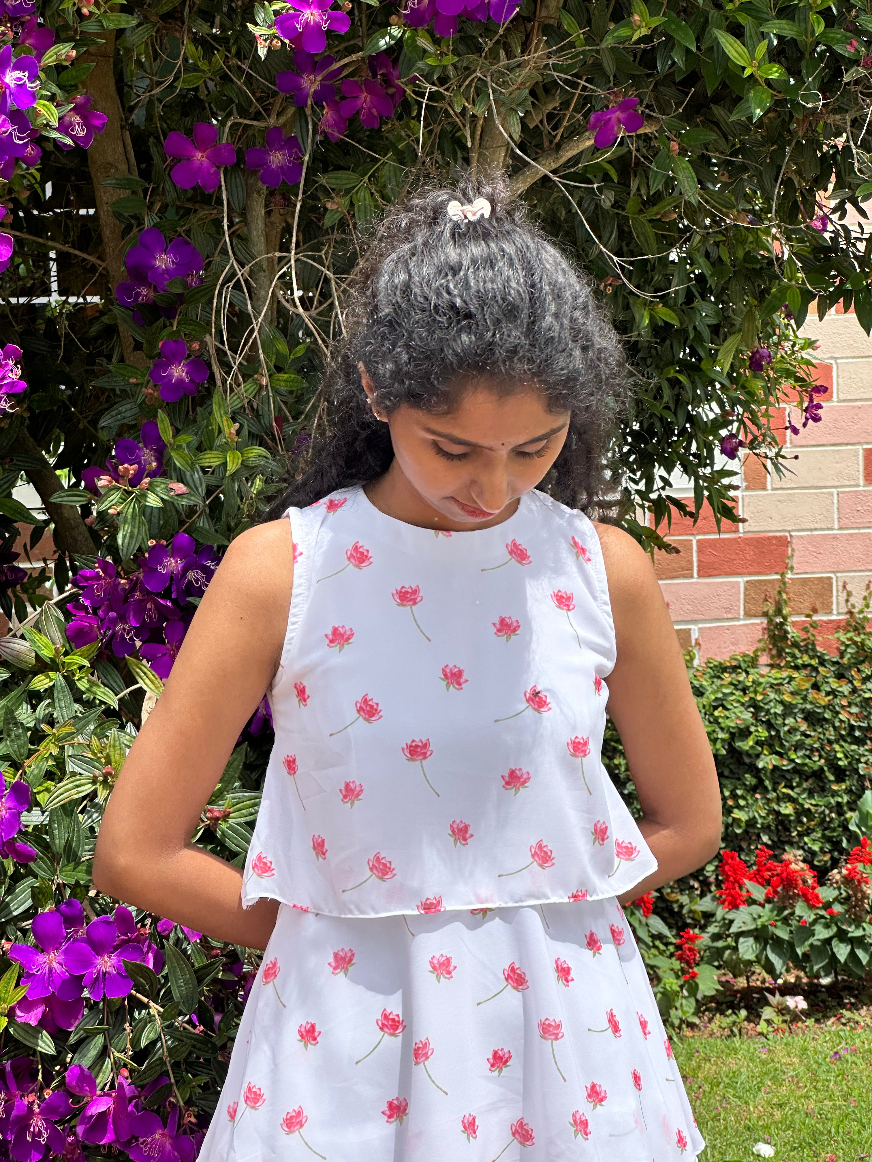 Lotus print Layer Dress