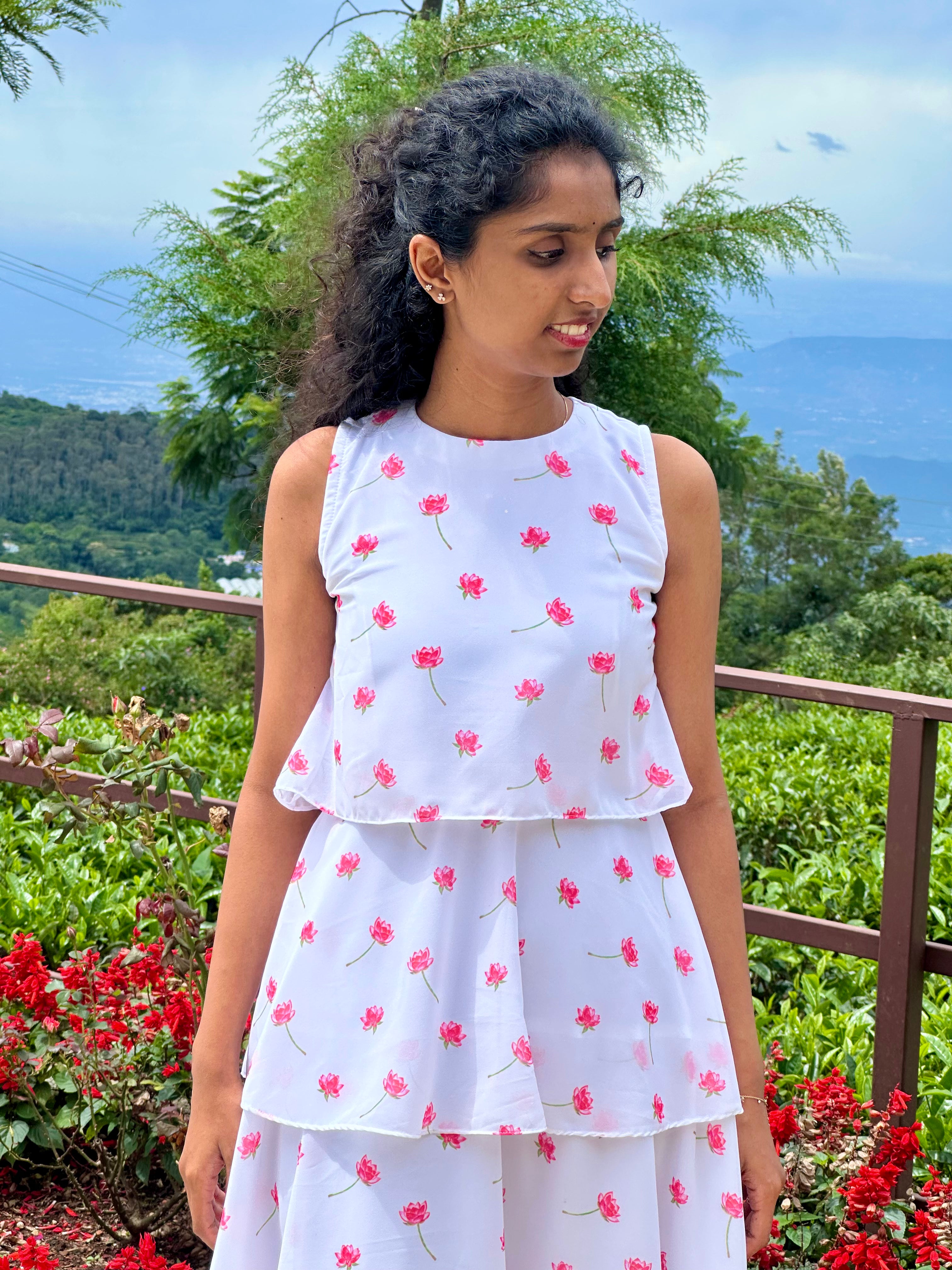 Lotus print Layer Dress