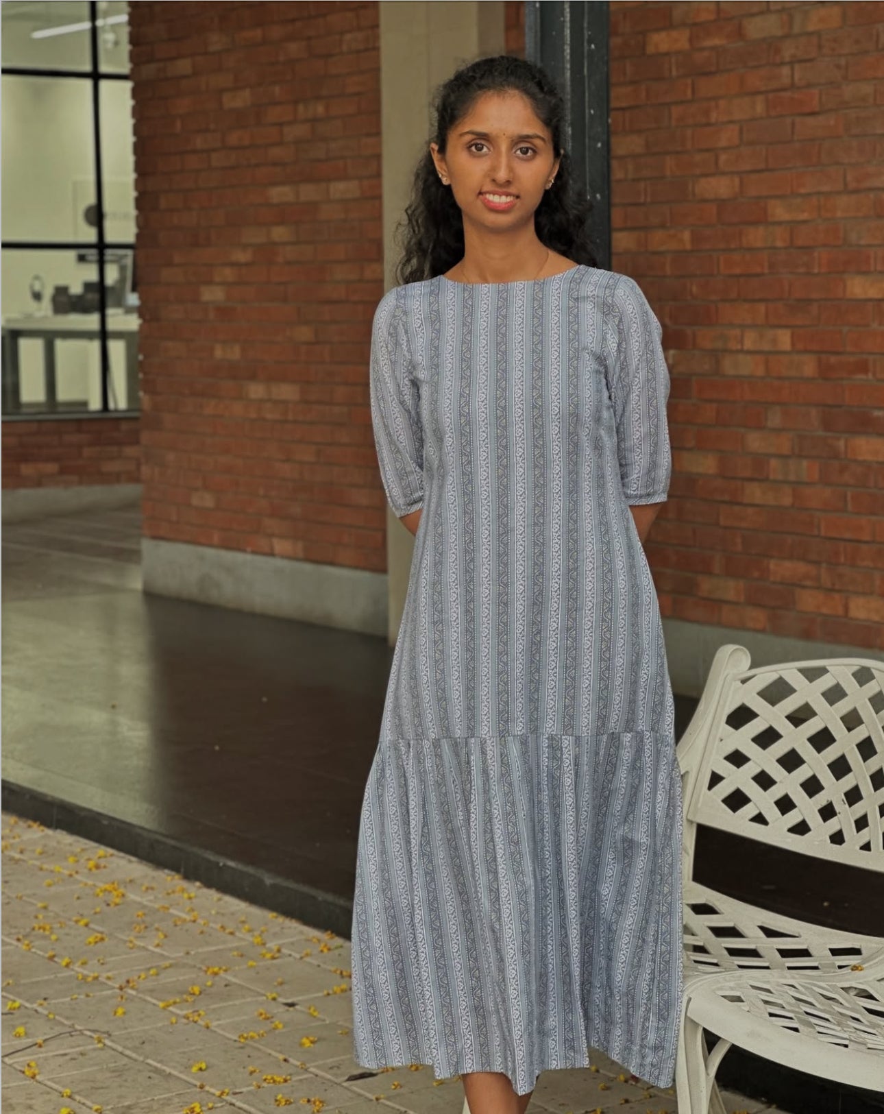 Grey Stripes Aline Dress