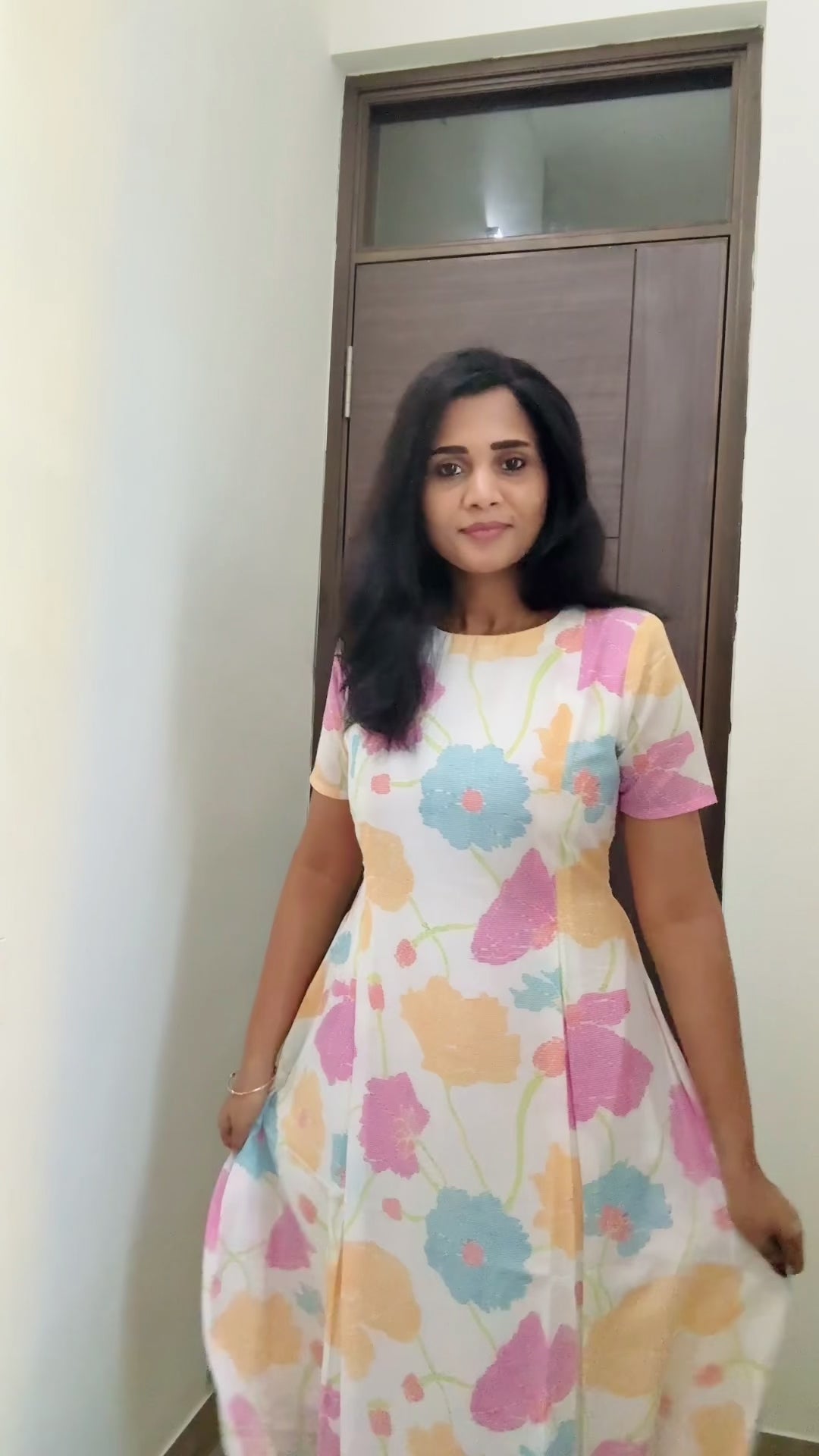Multicolour Floral White Knot Dress